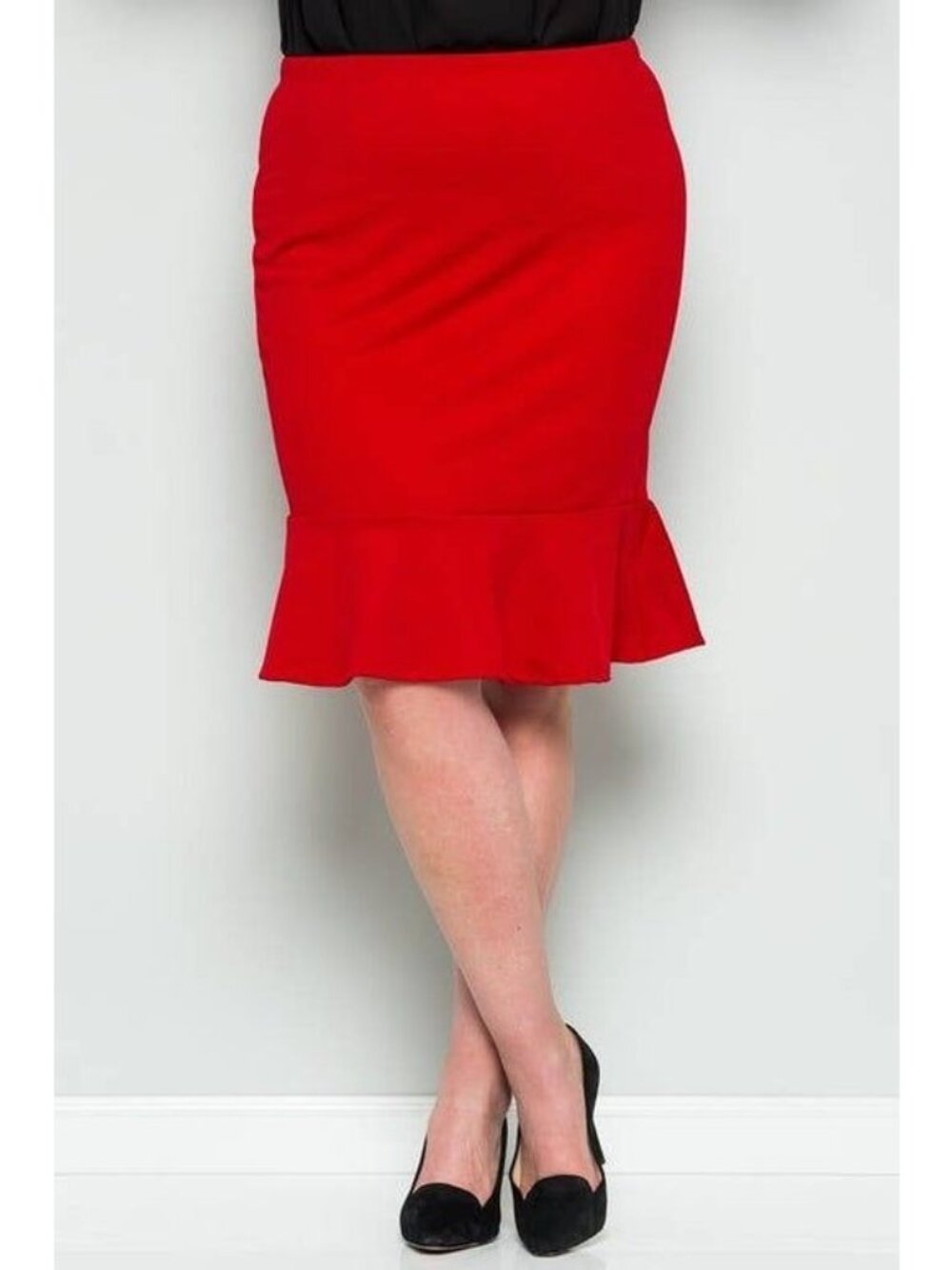 Red Ruffle Mermaid Skirt By Amie 1X (Other Sizes Available)